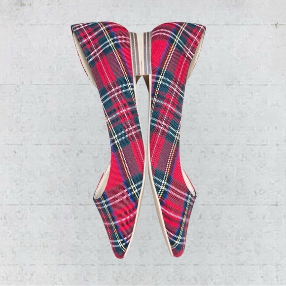 Isaac Mizrahi New York Amaya D'orsay Flat in Red Tartan Plaid Flats Size 9 1/2 - Picture 7 of 10